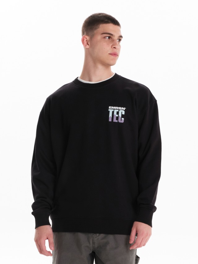 Emerson Mens Classic Oversized Crew Neck Ανδρικό Φούτερ Μαύρο