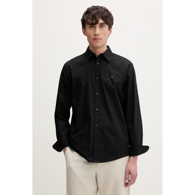 Tommy Hilfiger Tjm Reg Poplin Shirt Ανδρικό Πουκάμισο Μαύρο
