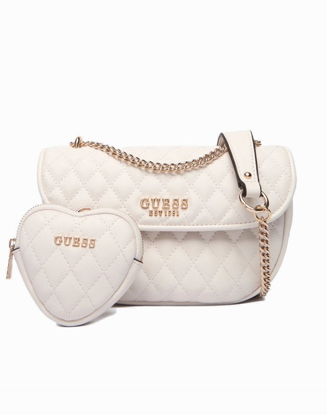 Guess Atabey Convertible Xbody Flap Γυναικεία Τσάντα Μπεζ Ανοιχτο