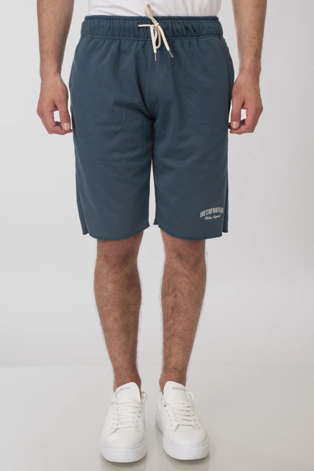 Rebase Shorts Terry Fleece Βερμουδα Φουτερ Πετρολ