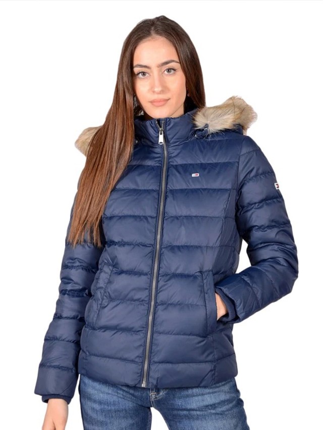 Tommy Hilfiger Tjw Basic Hooded Down Jacket Γυναικειο Μπουφαν Μπλε