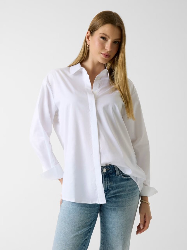 Guess Ls Danila Poplin Shirt Γυναικείο Πουκάμισο Λευκό
