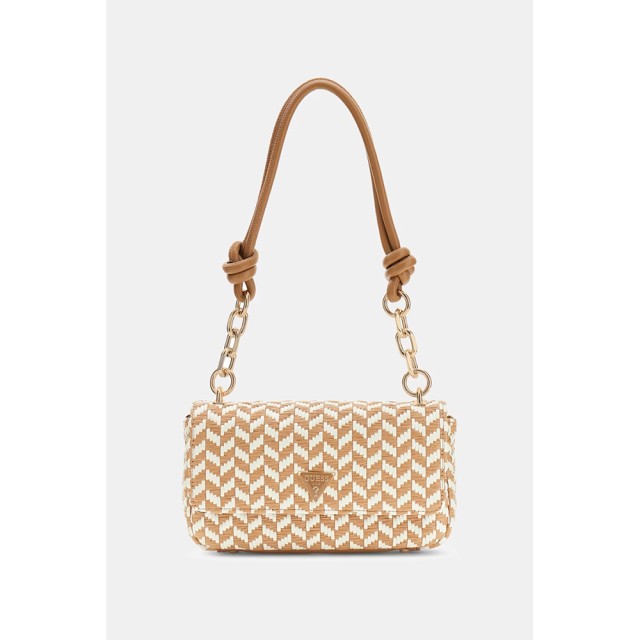 Guess Tessi Flap Shoulder Bag Γυναικεία Τσάντα Μulti Καφέ