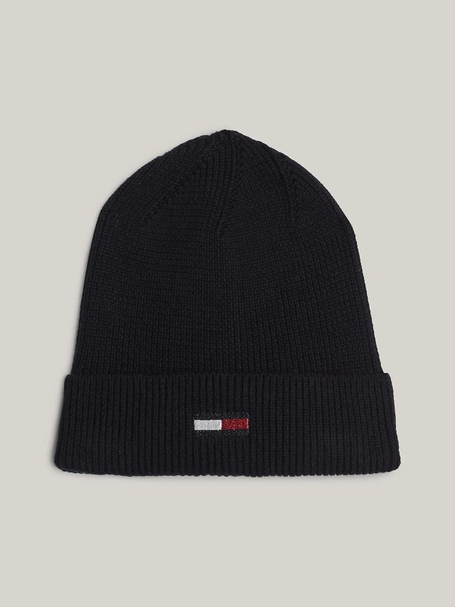 Tommy Hilfiger Tjw Elongated Flag Beanie Σκούφος Μαύρος