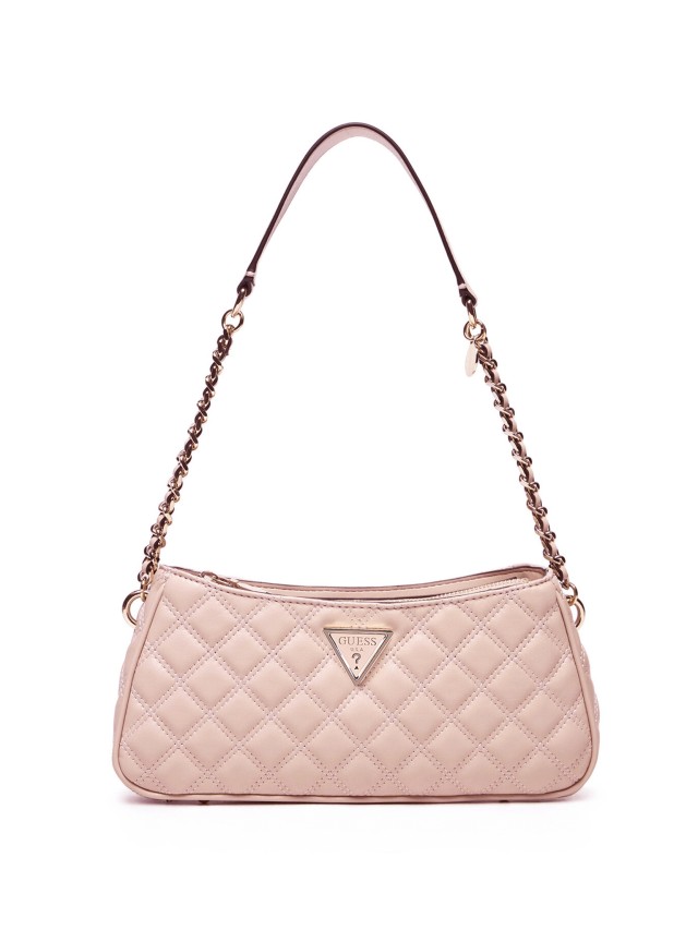 Guess Giully Top Zip Shoulder Bag Γυναικεία Τσάντα Nude