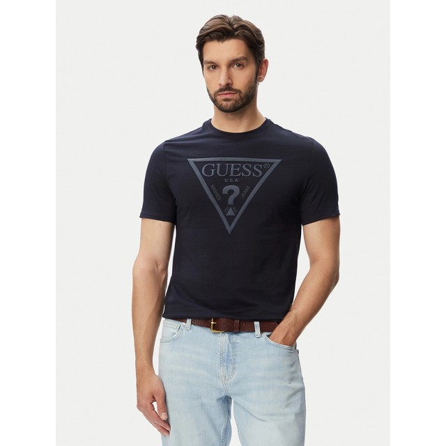 Guess Cn Ss Core Triangle Logo Tee Ανδρική Μπλούζα Μπλε
