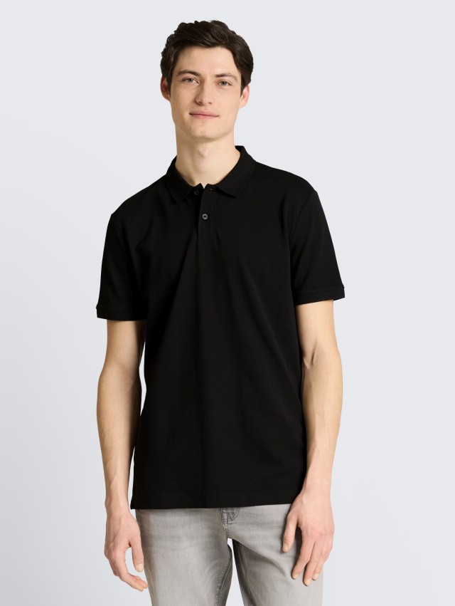 Τom Tailor Basic Polo Ανδρική Μπλούζα Polo Μαύρη
