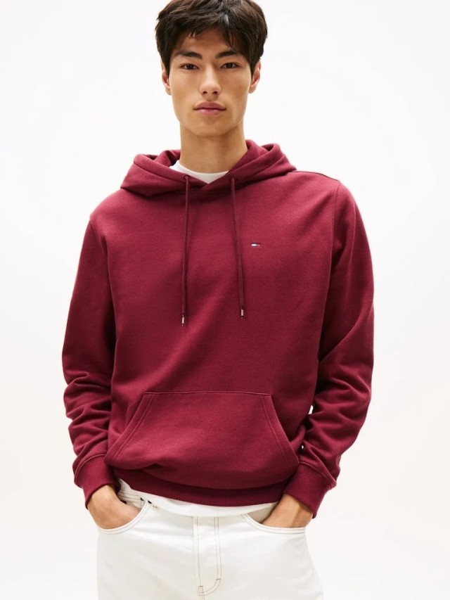 Tommy Hilfiger Tjm Reg S Flag Hoodie Ανδρικό Φούτερ Μπορντό