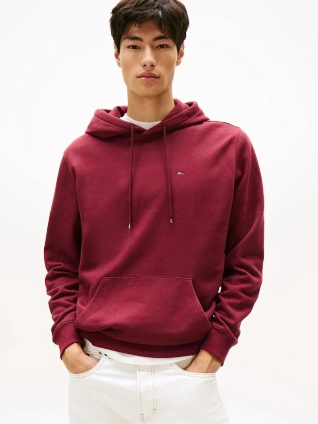 Tommy Hilfiger Tjm Reg S Flag Hoodie Ανδρικό Φούτερ Μπορντό