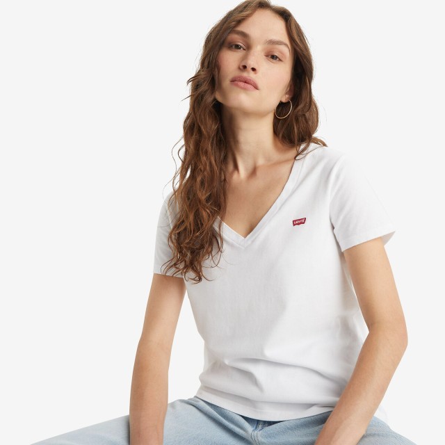 Levis Perfect Vneck White Γυναικεια Μπλουζα Λευκο