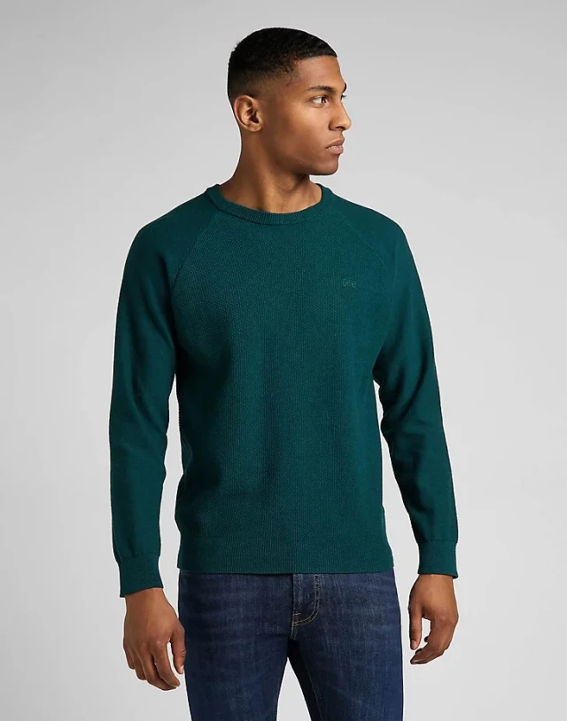 Lee Raglan Crew Knit Ανδρικο Πλεκτο Πρασινο