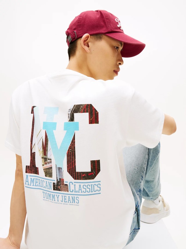Tommy Hilfiger Tjm Rlx Novelty Graphic 3 S/S T Ανδρική Μπλούζα Λευκο