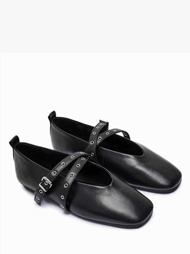 Tommy Hilfiger Tjw Leather Maryjane Ballerina Γυναικείες Δερμάτινες Mπαλαρίνες Μαύρες