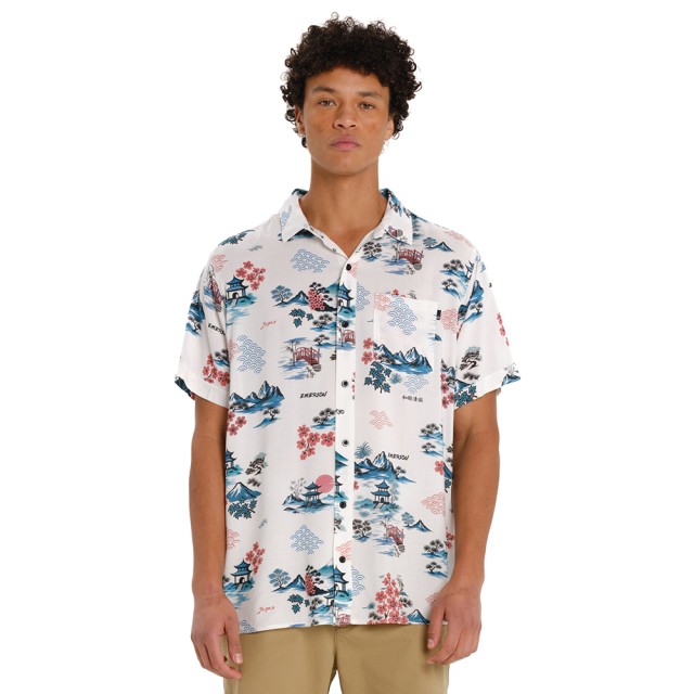 HITE Emerson Mens s/s Printed Shirt Ανδρικό Πουκάμισο Λευκο