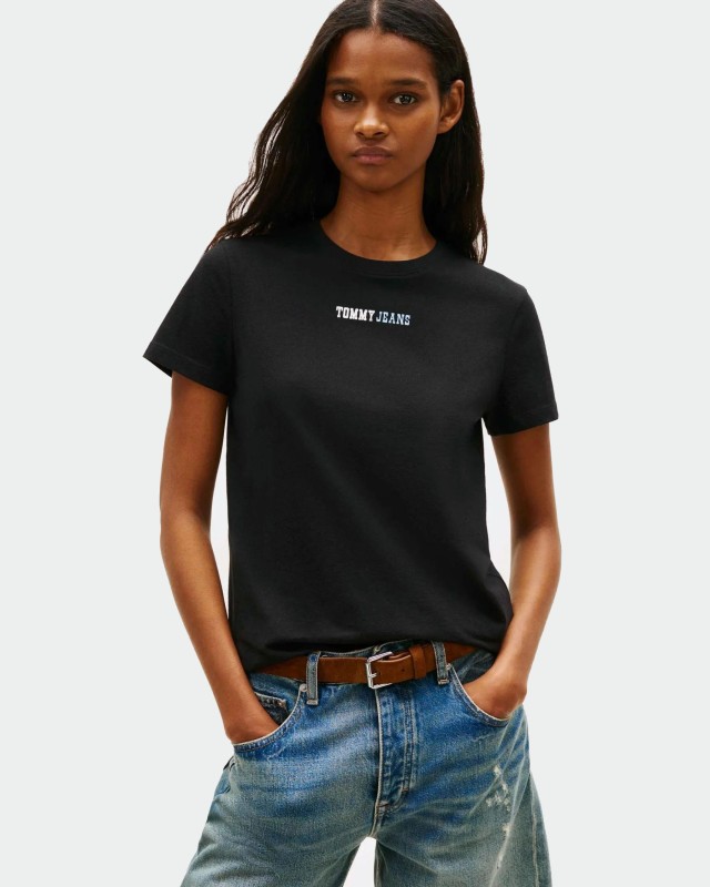 Tommy Hilfiger Tjw Reg Essential Logo 2 Tee Ext Γυναικεία Μπλούζα Μαύρη