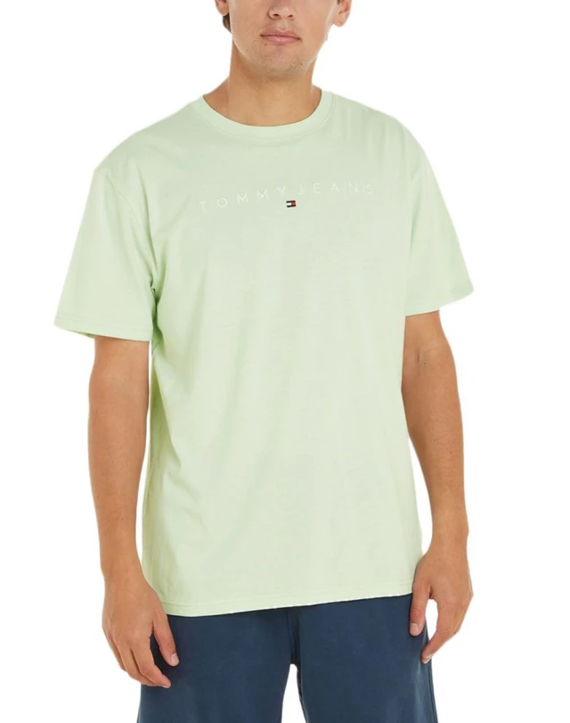 Tommy Hilfiger Tjm Reg Linear Logo Tee Ext Ανδρική Μπλούζα Φυστικι