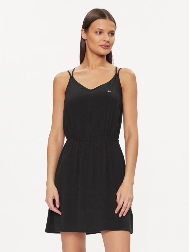 Tommy Hilfiger Tjw Essential Strappy Dress Γυναικείο Φόρεμα Μαύρο