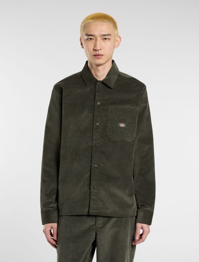 Dickies Corduroy Shirt Ls Olive Green Ανδρικό Πουκάμισο Κοτλε Λαδί
