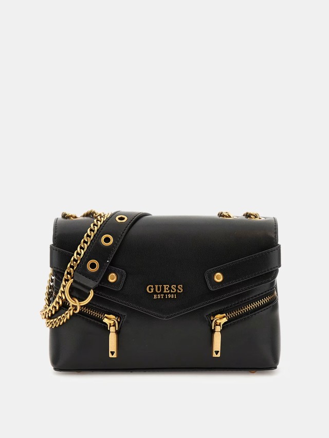 Guess Trissa Convertible Xbody Flap Γυναικεία Τσάντα Μαύρη