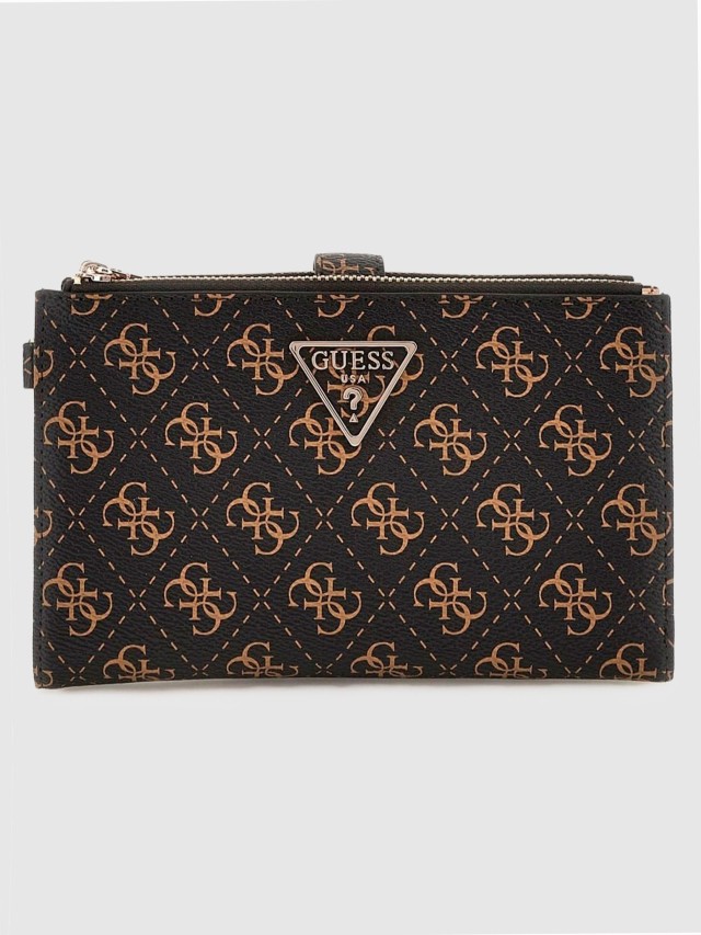 Guess Laurel Slg Dbl Zip Organizer  Γυναικείo Πορτοφόλι Καφέ