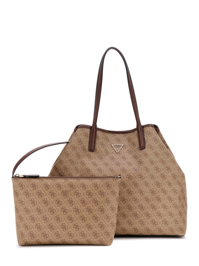 Guess Eco Victtoria Lrg 2 In 1 Tote Γυναικεία Τσάντα Μπεζ