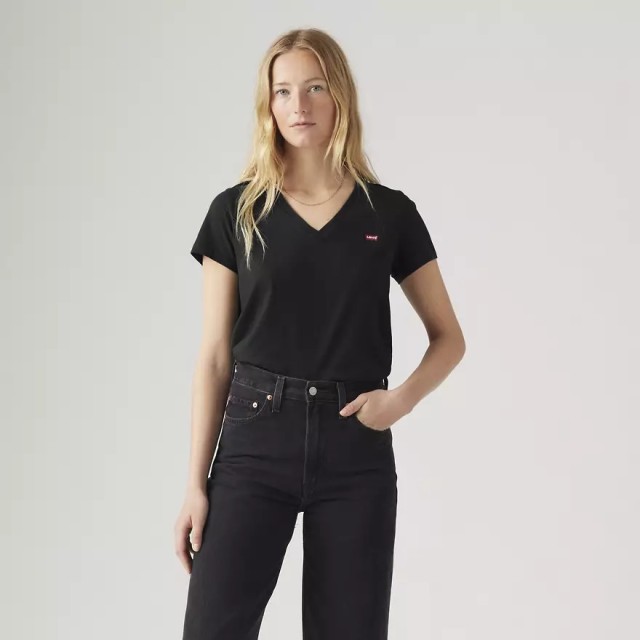 Levis Perfect Vneck Caviar Γυναικεια Μπλουζα Μαυρη