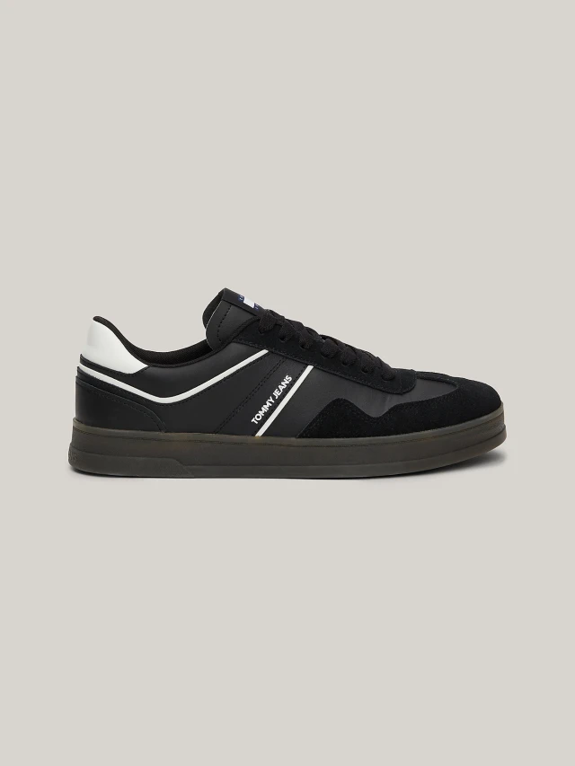 Tommy Hilfiger Tjm Leather Retro Cupsole Ανδρικά Sneakers Μαύρα