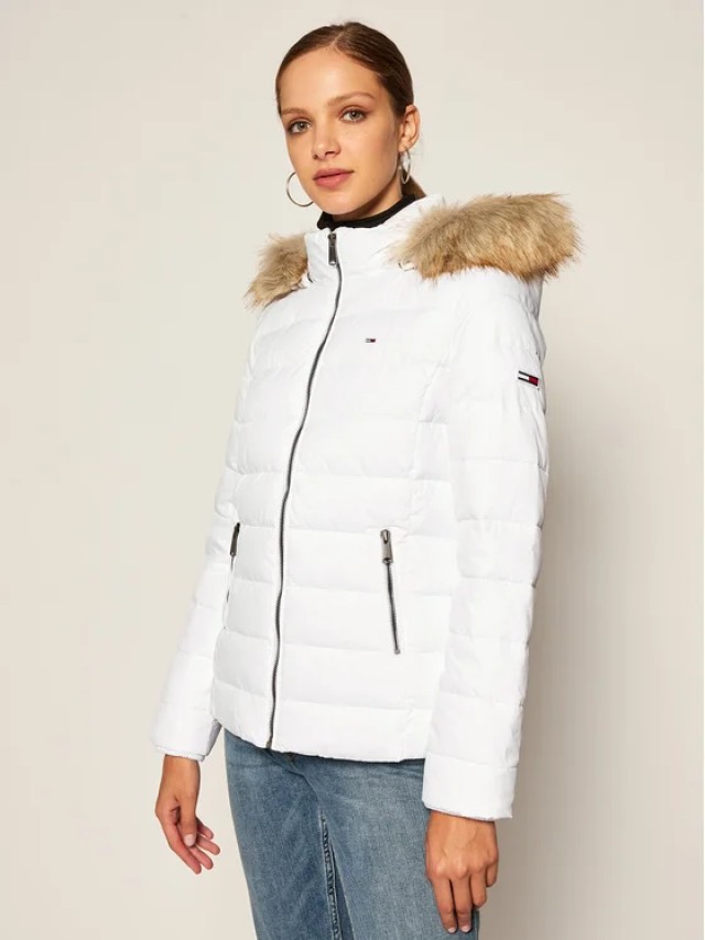 Tommy Hilfiger Tjw Essential Hooded Jacket Γυναικειο Μπουφαν Λευκο