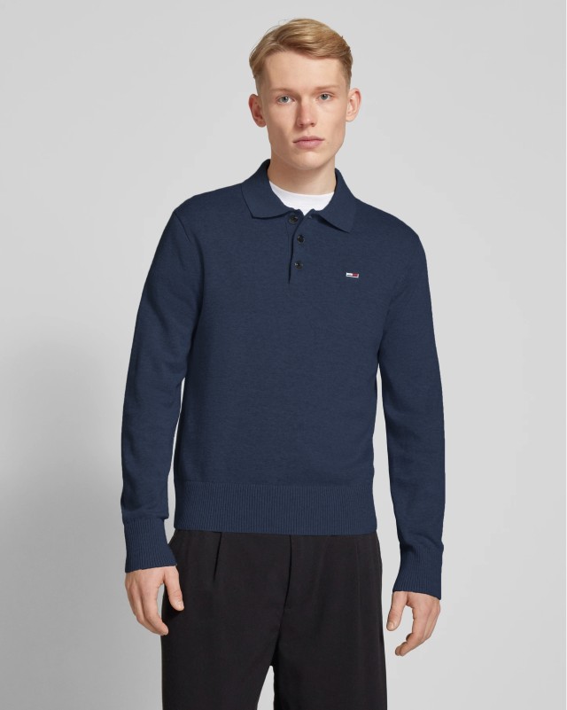 Tommy Hilfiger Tjm Slim Essential Polo Sweater Ανδρική Μπλούζα Polo Μπλε