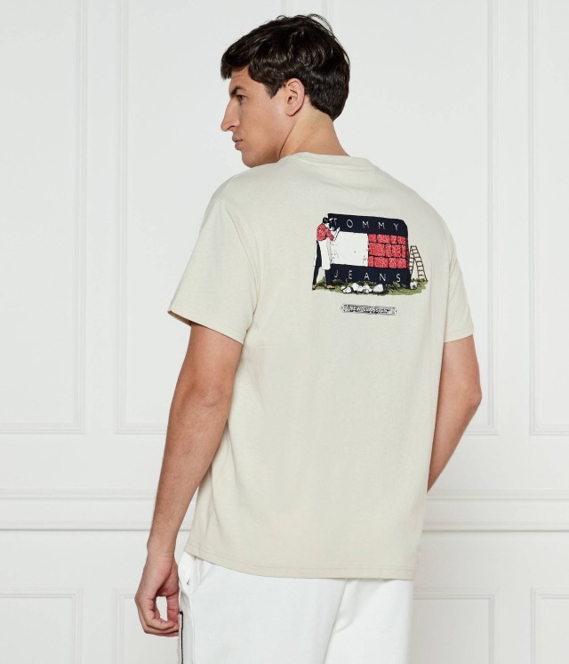 Tommy Hilfiger Tjm Rlx Novelty 1 Tee Ανδρική Μπλούζα Εκρου