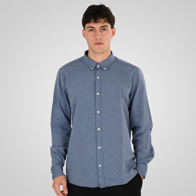 Rebase Ανδρικο Πουκαμισο Oxford Μπλε