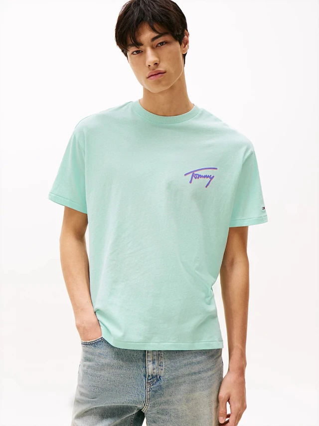 Tommy Hilfiger Tjm Rlx Faded Graphic Tee Ext Ανδρική Μπλούζα Πράσινη