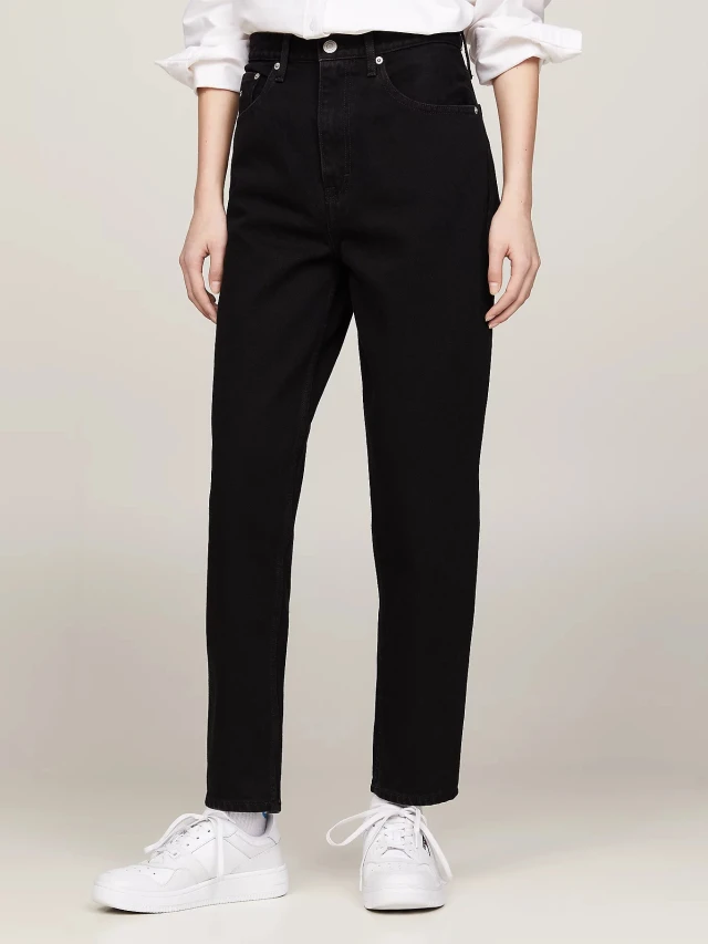 Tommy Hilfiger Mom Jean Uhr Tprd Γυναικείο Παντελόνι Τζιν Μαύρο