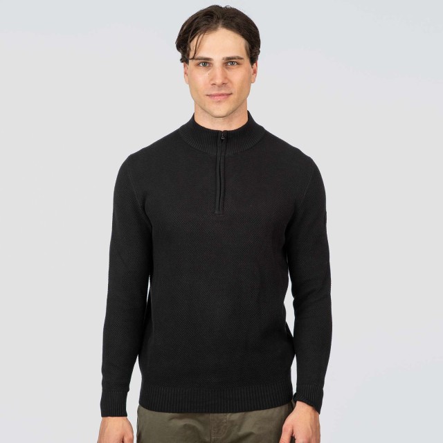 Rebase Ανδρικο Πλεκτο Half-Zip Μαυρο