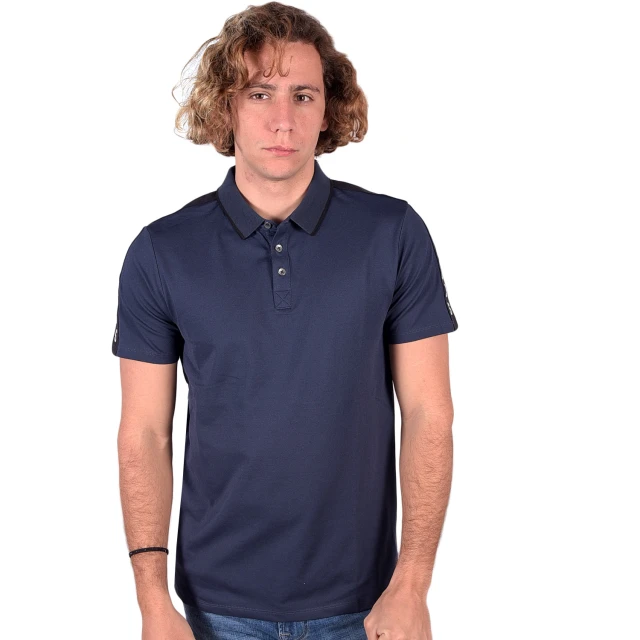 Guess Es Ss Pique Tape Polo Ανδρικο Μπλε
