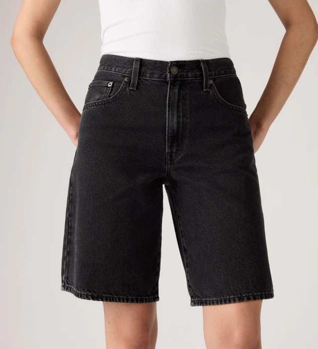 Levis Baggy Dad Jort Blacks Γυναικεία Βερμούδα Τζιν Μαύρο