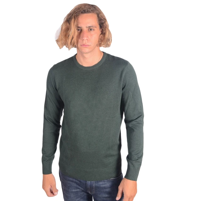 Tom Tailor 3Rd 110 Basic Crew Neck Ανδρικο Πλεκτο Κυπαρισι