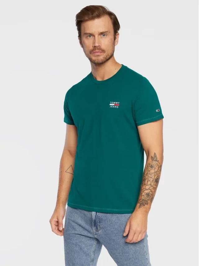 Tommy Hilfiger Tjm Chest Logo Tee Ανδρικη Μπλουζα Πρασινη