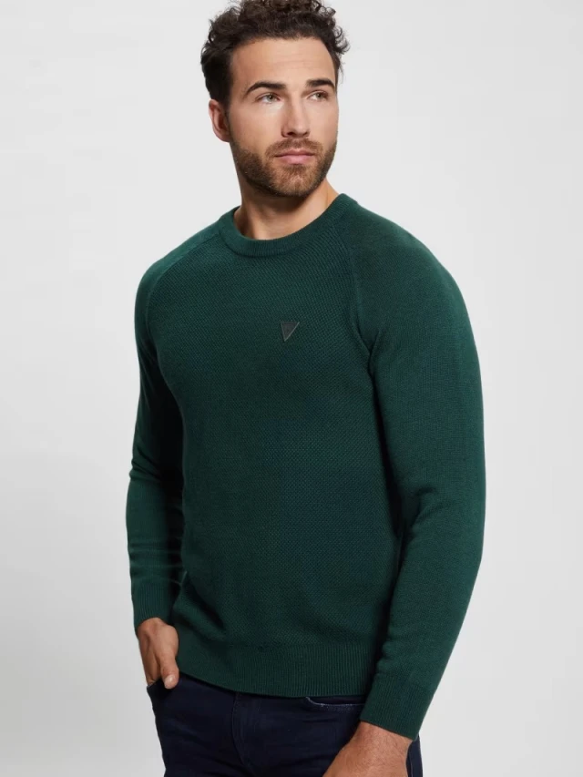 Guess Alec Raglan Ls Cn Stitch Swtr Ανδρικό Πλεκτό Κυπαρισι