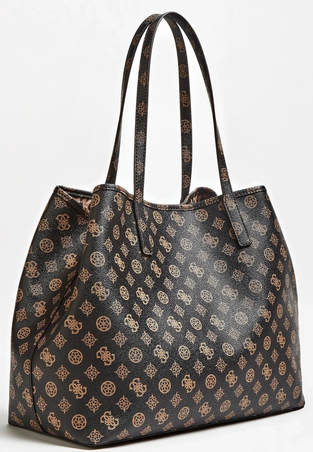 Guess Vikky Tote Γυναικεία Τσάντα Καφέ