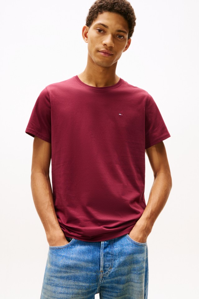 Tommy Hilfiger Tjm Xslim Jersey Tee Ανδρική Μπλούζα Μπορντό