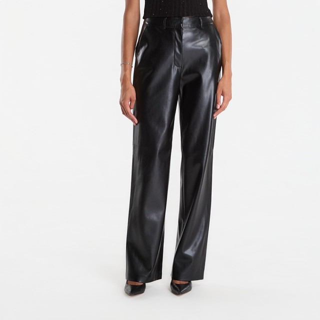 Guess Zanita Perefct Pants Pu Γυναικείο Δερμάτινο Παντελόνι Μαύρο