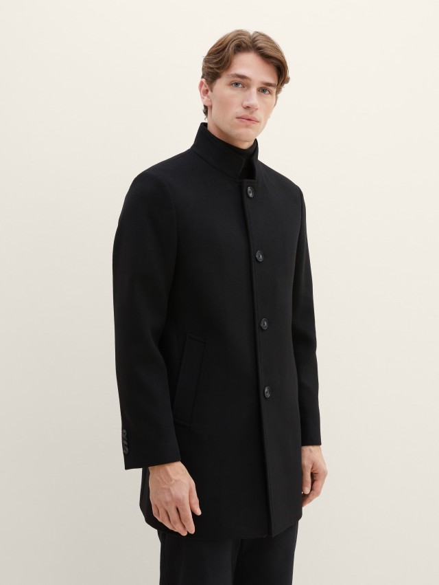 Tom Tailor Button Coat Ανδρικό Παλτό Μαύρο