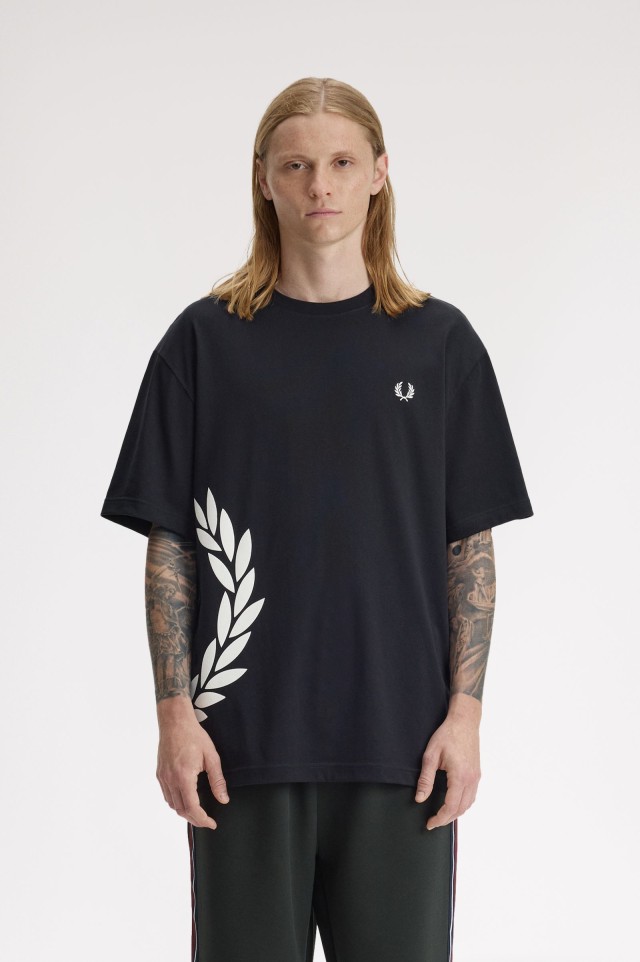FRED PERRY T SHIRT Ανδρική Μπλουζα Μαυρη