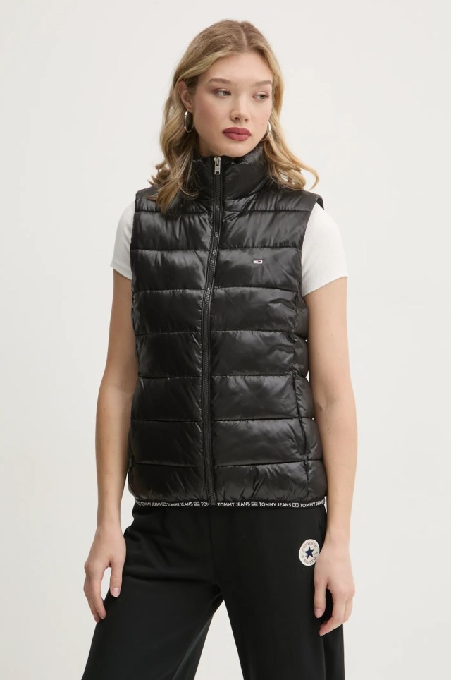 Tommy Hilfiger Tjw Essential Tape Vest Γυναικείο Μπουφάν Αμάνικο Μαύρο