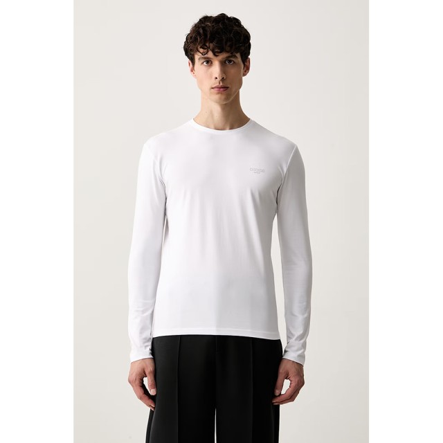 Guess Cn Ls Core Extra Slim Tee Ανδρική Μπλούζα Λευκή