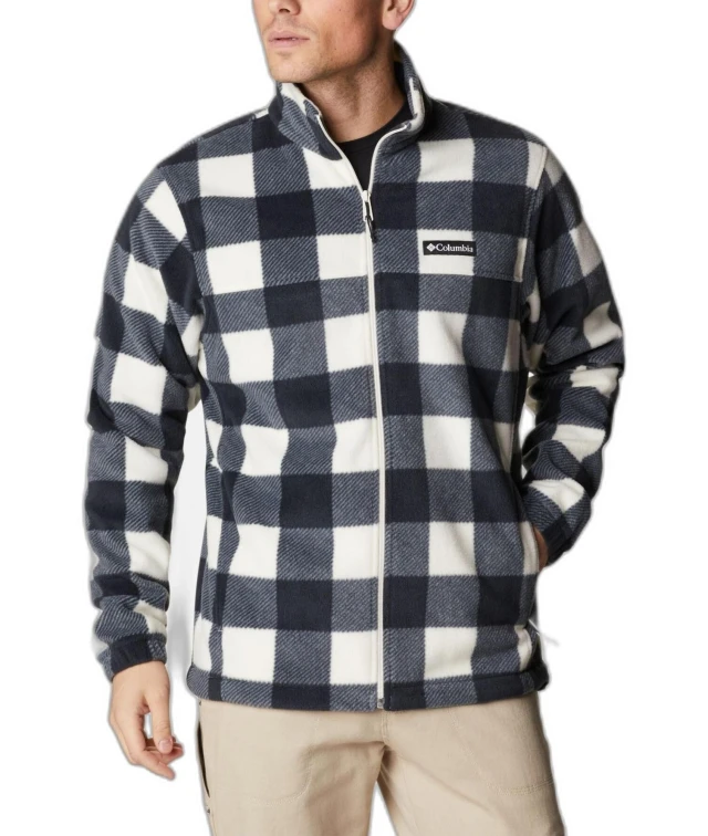 Columbia Steens Mountain™ Printed Jacket Ανδρική Ζακέτα Fleece Καρο Ασπρο-Μαύρο