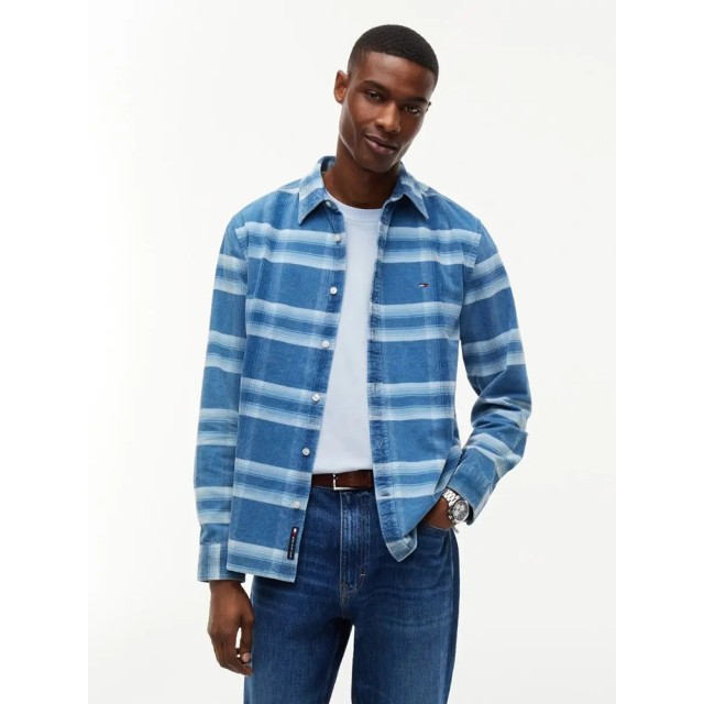 Tommy Hilfiger Tjm Reg Pattern Corduroy Shirt Ανδρικό Πουκάμισο Καρό Μπλε