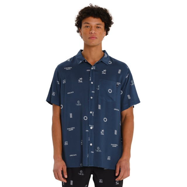 TEAL Emerson Mens s/s Printed Shirt Ανδρικό Πουκάμισο Μπλε
