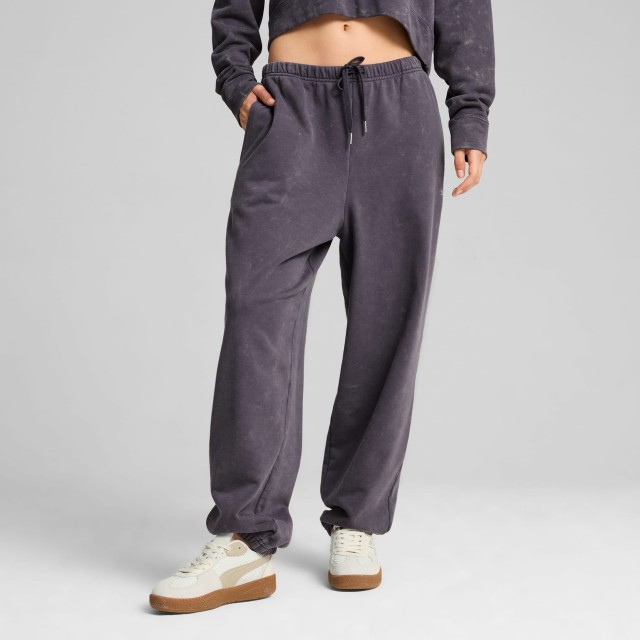 Puma Dare To Gym2k Relaxed Washed Pants Tr Γυναικείο Παντελόνι Φόρμας Γκρι